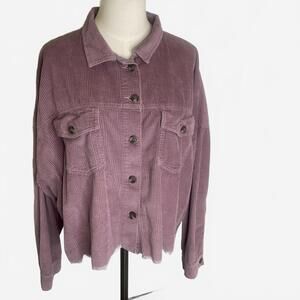 American Eagle Women's Size 2XL XXL Purple Corduroy Button Down Shirt Jacket